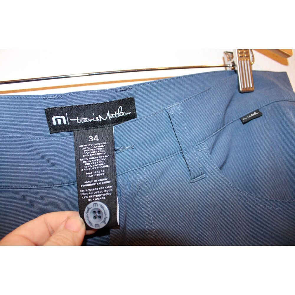 Travis Mathew size 34 mens athletic golf pants blue almost stripe pattern - Picture 6 of 6